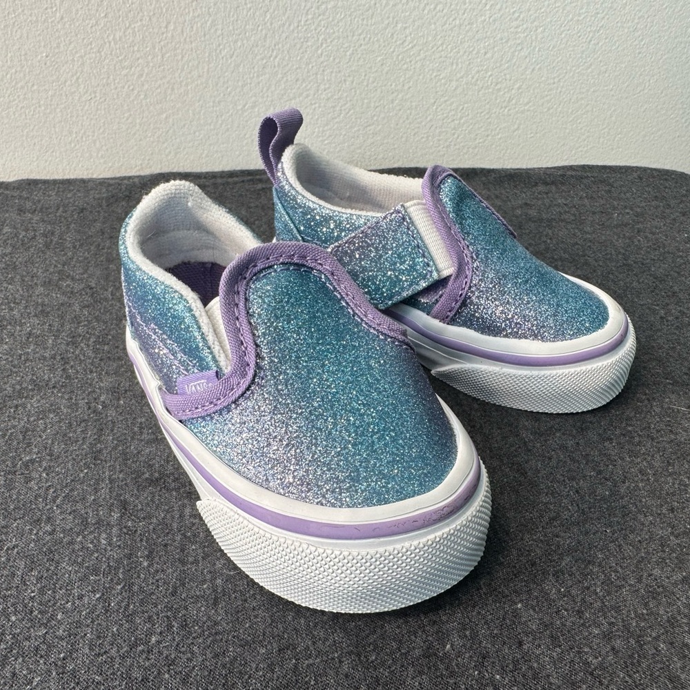 Toddler size 3 glitter Ombré slip on vans NWT - Picture 2 of 8